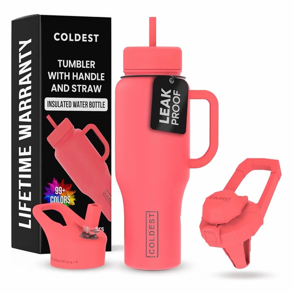 Coldest Tumbler w/Handle& 3Lids Insulated Limitless Collection 36Oz The Cardinal